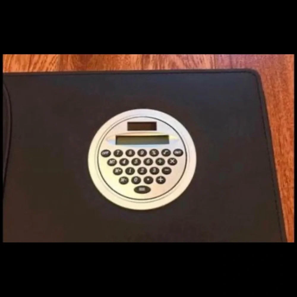 Notepad Holder w/ Calculator & Pen Holder 12”X10” Black multiple inside pockets